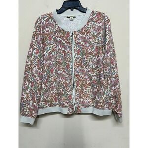RuffHewn Paisley Zip Front Jacket‎ Womens XL Boho Cottagecore Lightweight Top